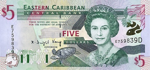 5 east caribbean dollars